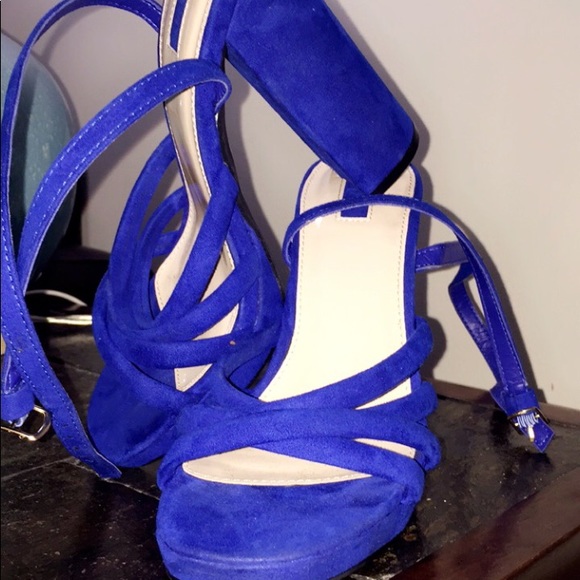 chunky royal blue heels